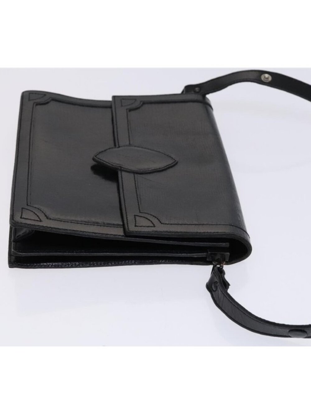 Authentic SAINT LAURENT Shoulder Bag Leather Embossed Black - Picture 8 of 16